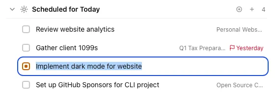 Editing a task title